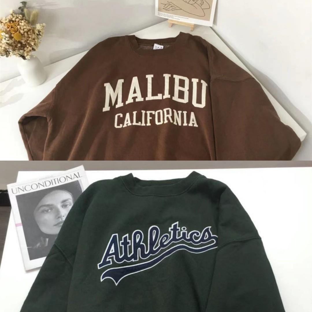 John Galt Brown Malibu California Crew Neck Sweatshirt