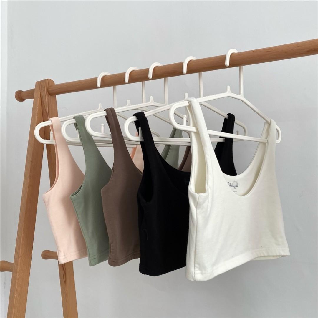 Brandy Melville Lydia Tank fitted cropped tank top cotton white brown black  sage green pink carla rosa double lined non padded yoga sports bra john  galt brand new [PO], Women's Fashion, Tops