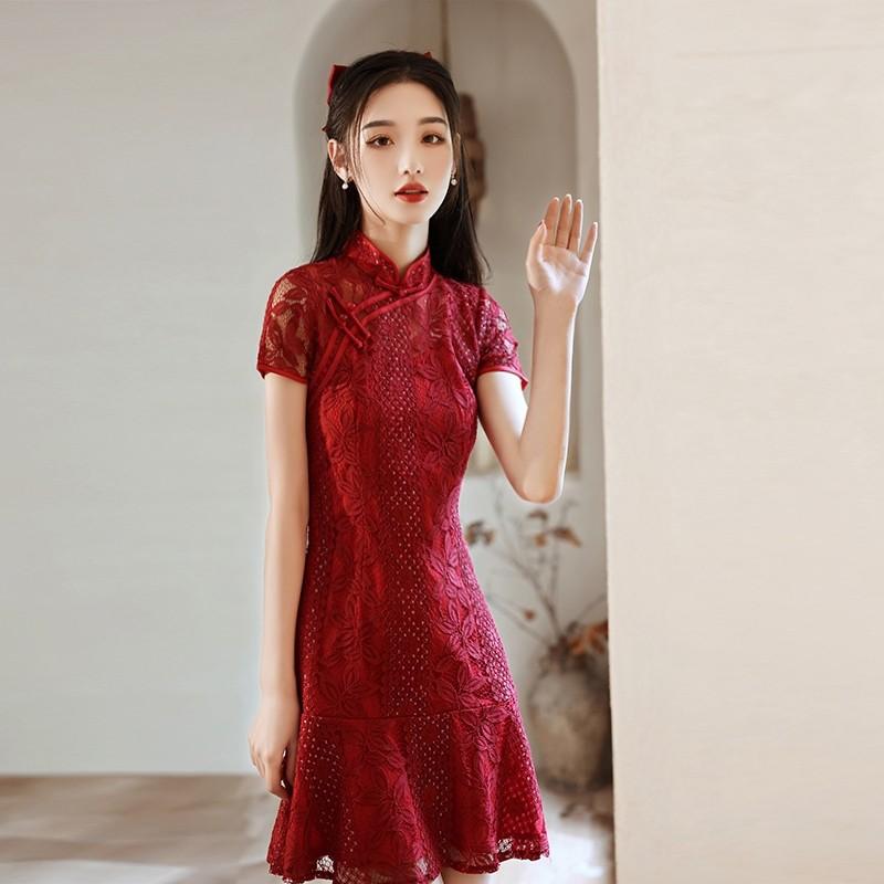 red dress lace collar Girls Sparkle Boucle Pleated Lace Collar Dress