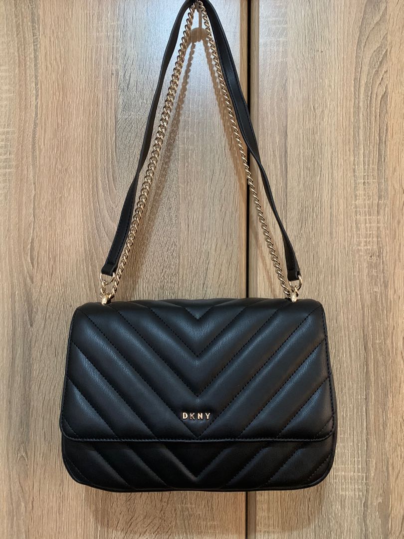 Dkny black lyla flap cross body bag clearance