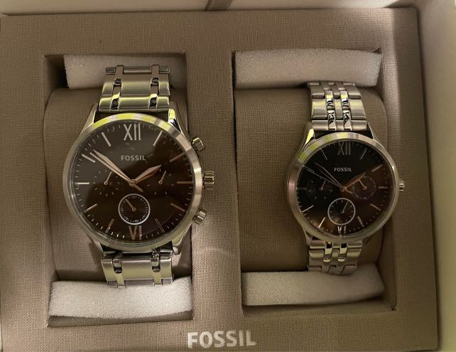 Fossil Couple Watch Black Face, Luxury 