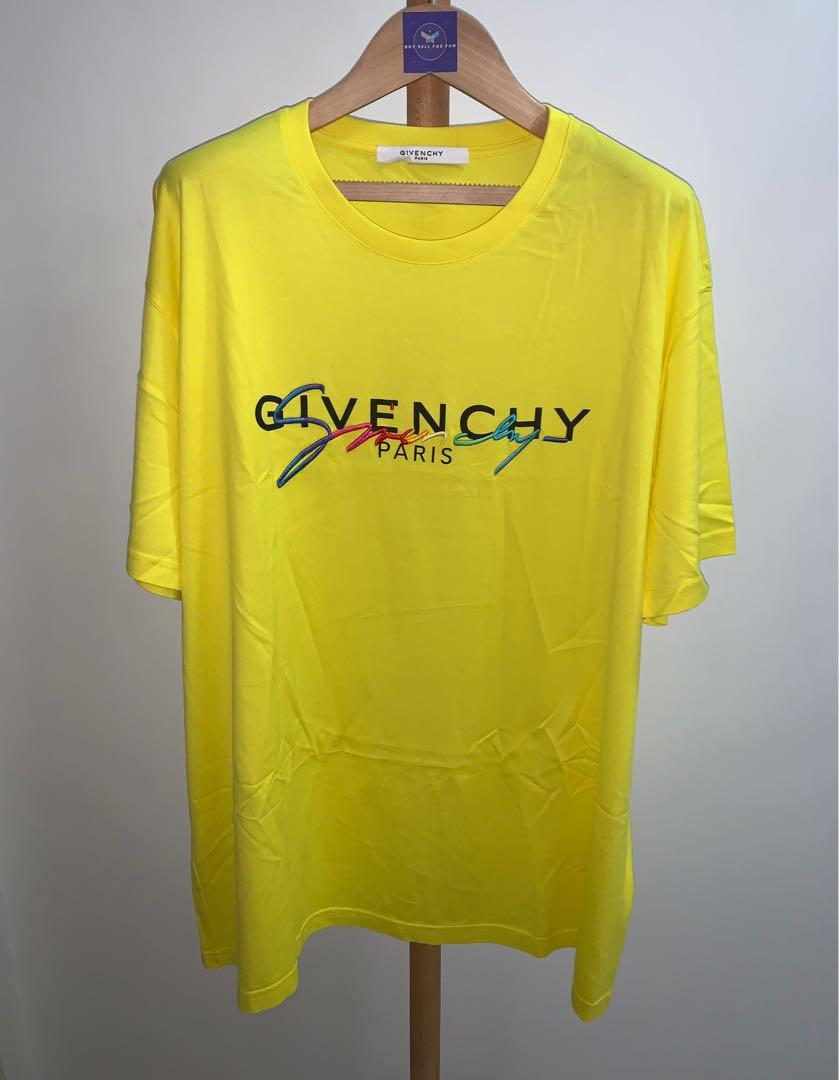 Givenchy Embroidered Rainbow Signature Logo Yellow Tee, Men's Fashion, Tops  & Sets, Tshirts & Polo Shirts on Carousell