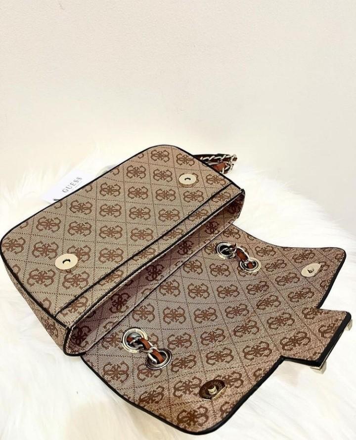 GUESS LOGO CITY CROSSBODY BAG VINTAGE BROWN, Fesyen Wanita, Tas & Dompet di Carousell