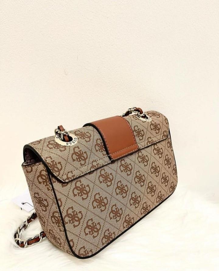 GUESS LOGO CITY CROSSBODY BAG VINTAGE BROWN, Fesyen Wanita, Tas & Dompet di Carousell