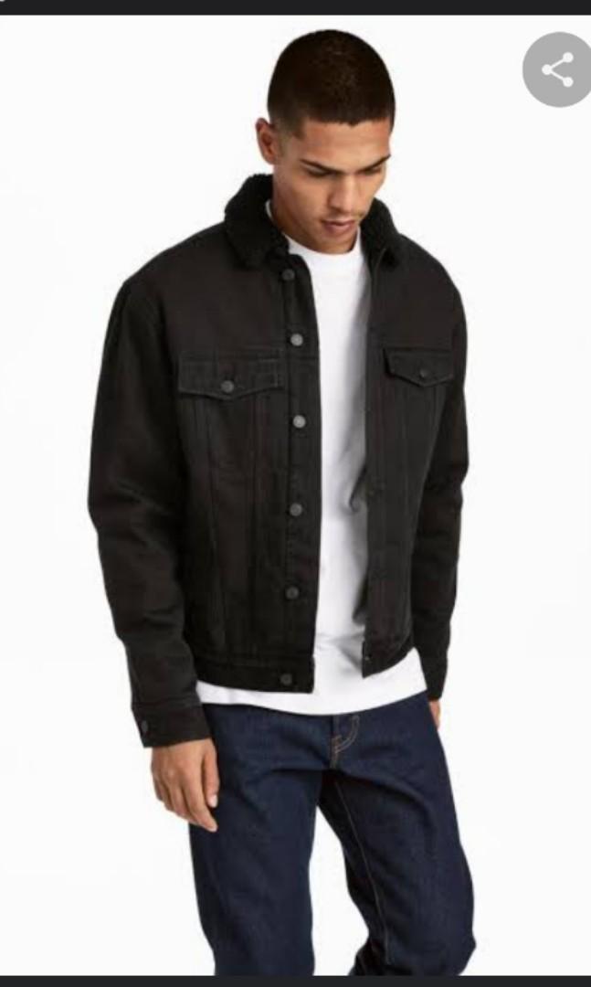 H\u0026M DENIM JAKET BLACK, Fesyen Pria 