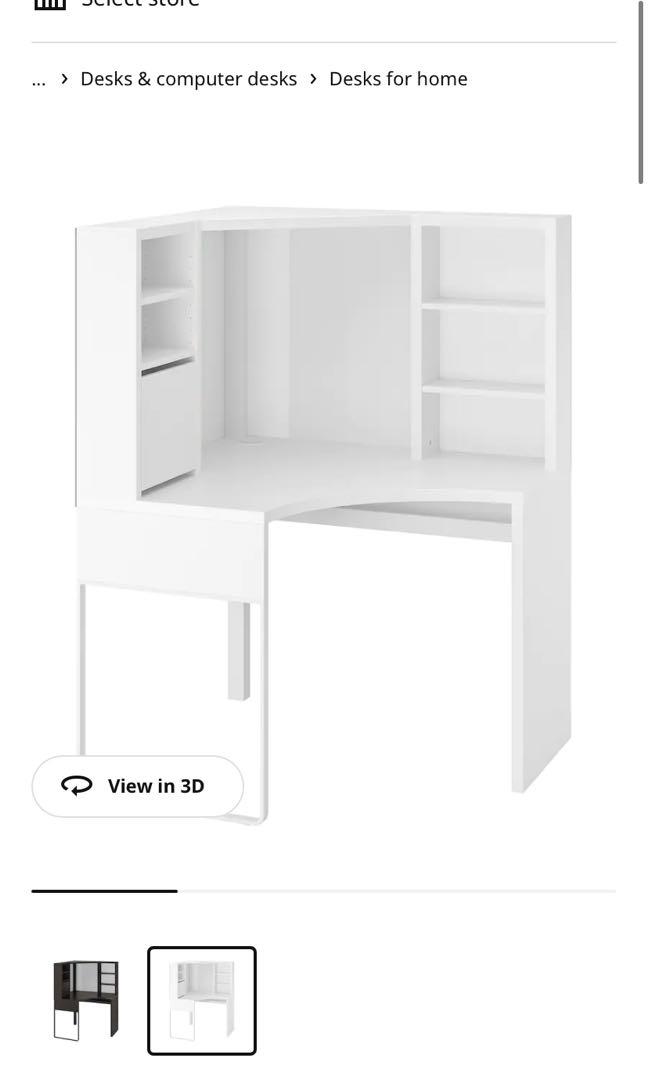 IKEA Micke Corner Desk, white, 100x142 cm, Furniture & Home Living