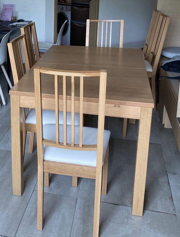 Ikea table + 4 chairs, 傢俬＆家居, 傢俬, 桌子 Carousell