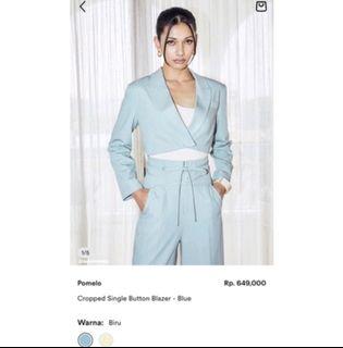 [Jual rugi, nego aja dulu] BNWT Pomelo Cropped Blazer Single Button Blue not Duma oudre claryn goulding monere