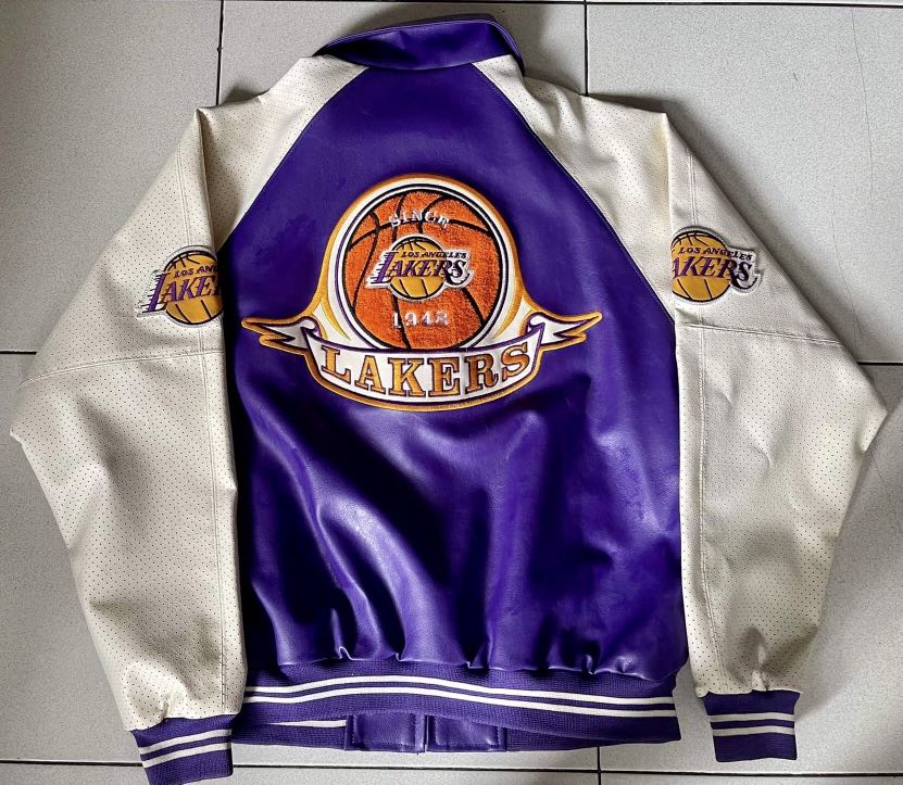 Lakers leather jacket, Men's Fashion 