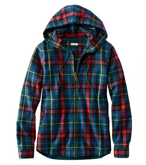 LL BEAN HOODIE FLANNEL ZIP SHIRT JACKET 