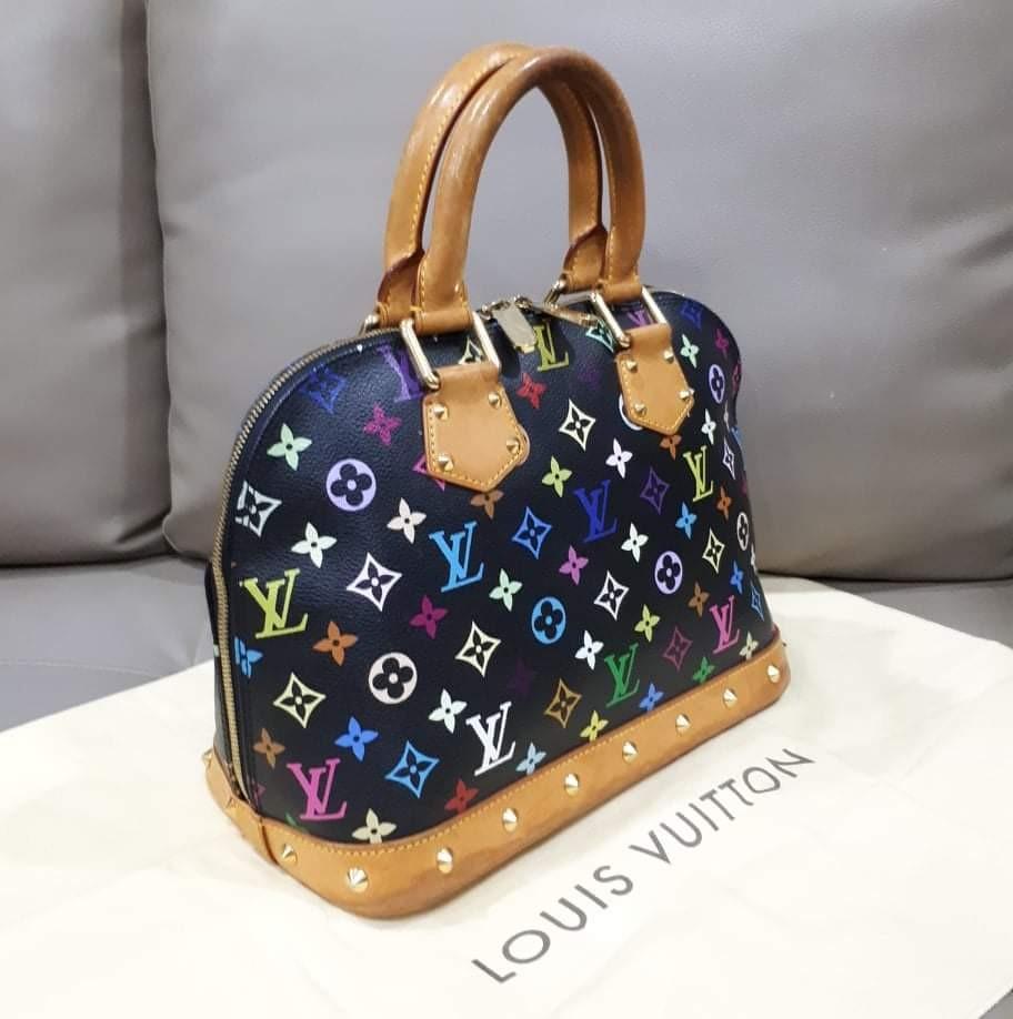 Louis Vuitton Black Multicolor Alma PM Handbag, Luxury, Bags