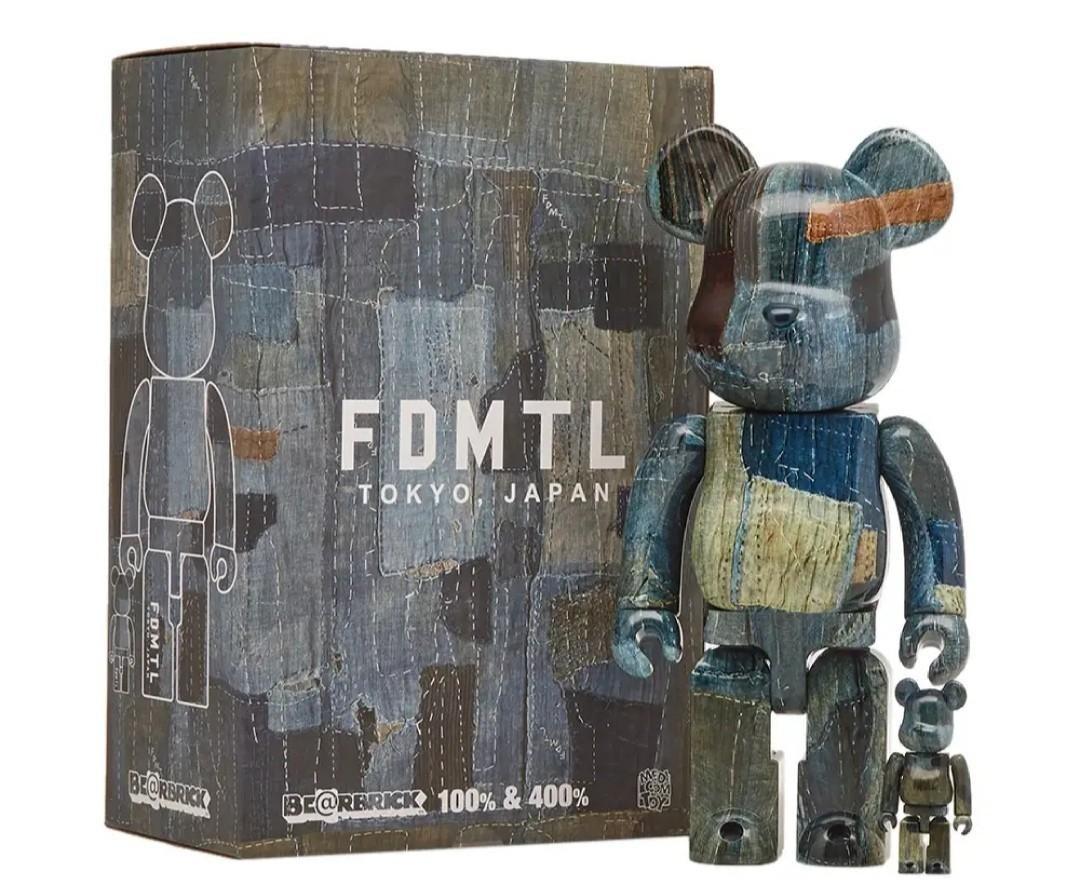 Medicom toy bearbrick FDMTL 牛仔布款式400% ＆ 100% be@rbrick set