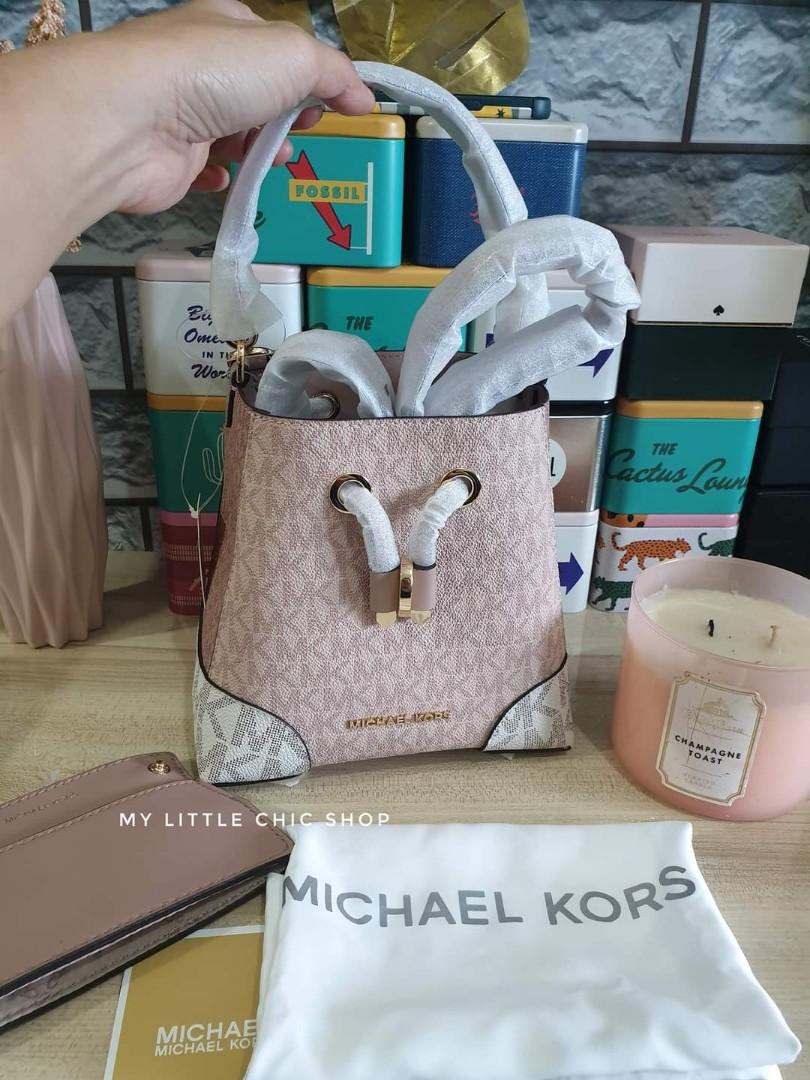 Michael Kors Mercer Xs Extra Small Phone Crossbody Bag Leather Sherbert Pink