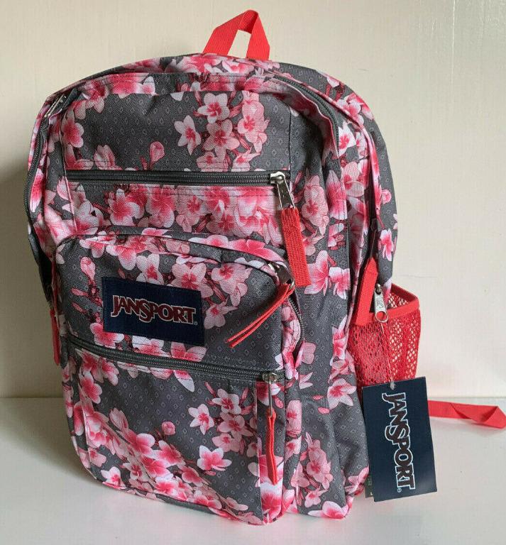 NEW JANSPORT BIG STUDENT DIAMOND PLUMERIA PINK SCHOOL TRAVEL