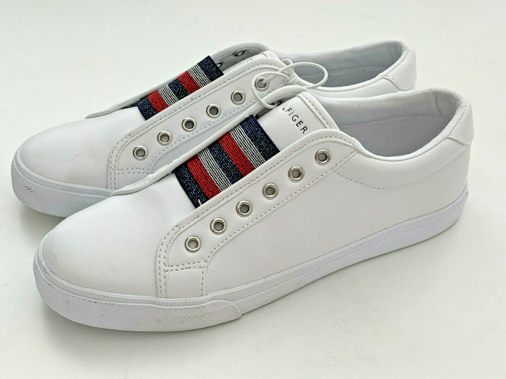 NEW TOMMY HILFIGER LAVEN WOMEN S WHITE LACE LESS SLIP ON SNEAKERS