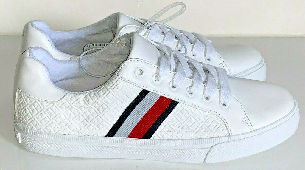 NEW TOMMY HILFIGER LEXX WHITE LEATHER SNEAKERS SHOES 7 37 SALE