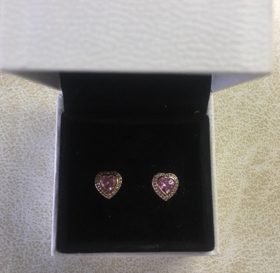 Pandora pink heart earrings Clearance