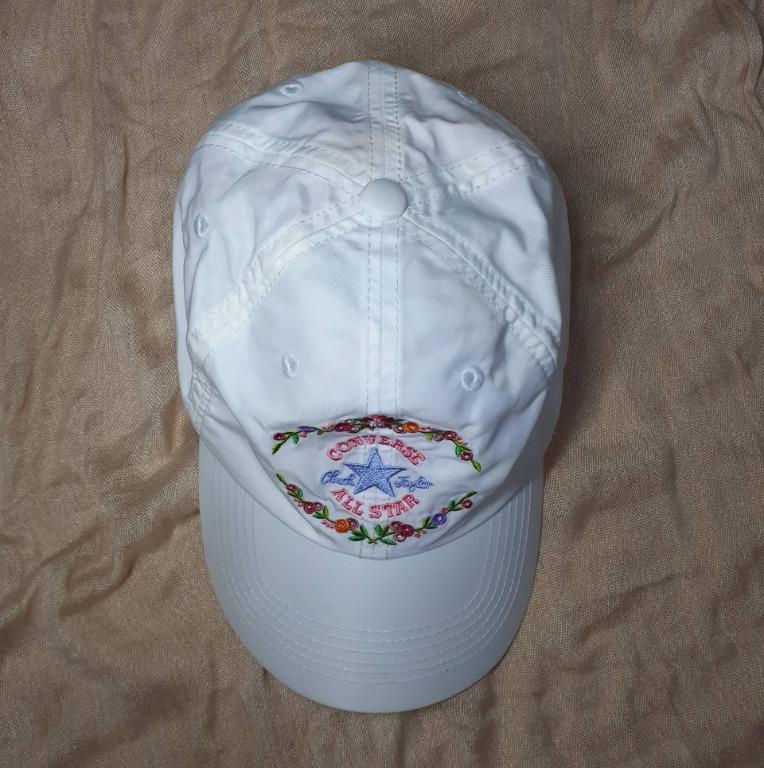 Rare embroidered floral white converse cap (Category: Hats & Beanies) located in Dasmarinas. Submitted by help.me.declutter. (Listing ID 1158810362, Image 3). Description: ~authentic, from Japan ~nylon fabric ~flaw: has minor yellow discolorations, barely noticeable sa photos ~sold as is ~firm on the price ~shipping via gogo express and lalamove only.