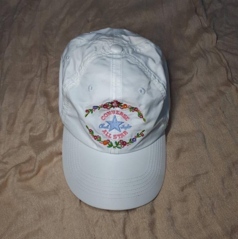 Rare embroidered floral white converse cap (Category: Hats & Beanies) located in Dasmarinas. Submitted by help.me.declutter. (Listing ID 1158810362, Image 2). Description: ~authentic, from Japan ~nylon fabric ~flaw: has minor yellow discolorations, barely noticeable sa photos ~sold as is ~firm on the price ~shipping via gogo express and lalamove only.