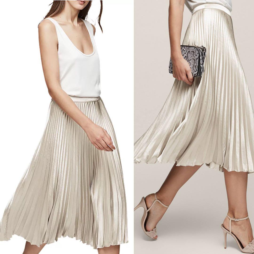 Reiss metallic pleated skirt cheap