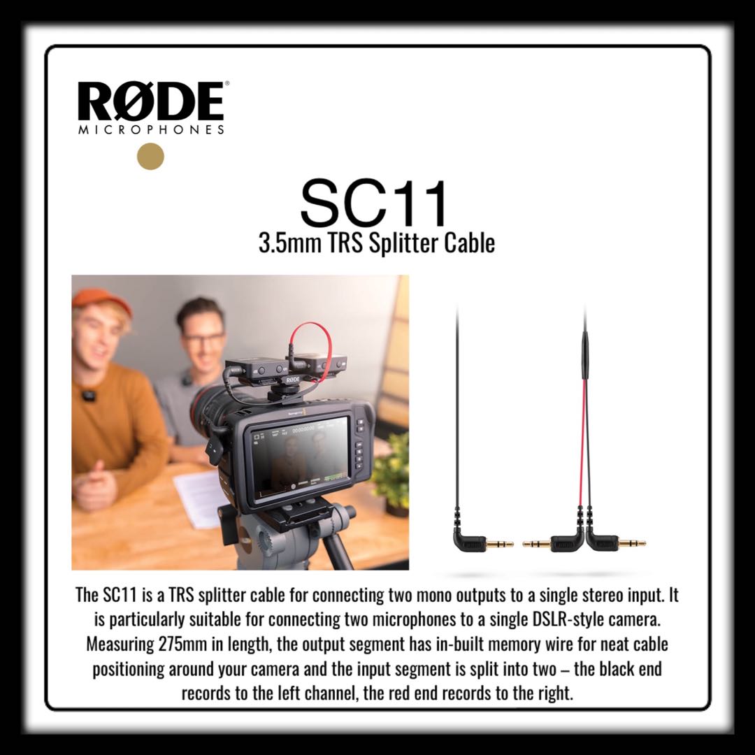 Sc11 Rode RODE SC11 3.5mm TRS Splitter Cable, Audio, Microphones on Carousell