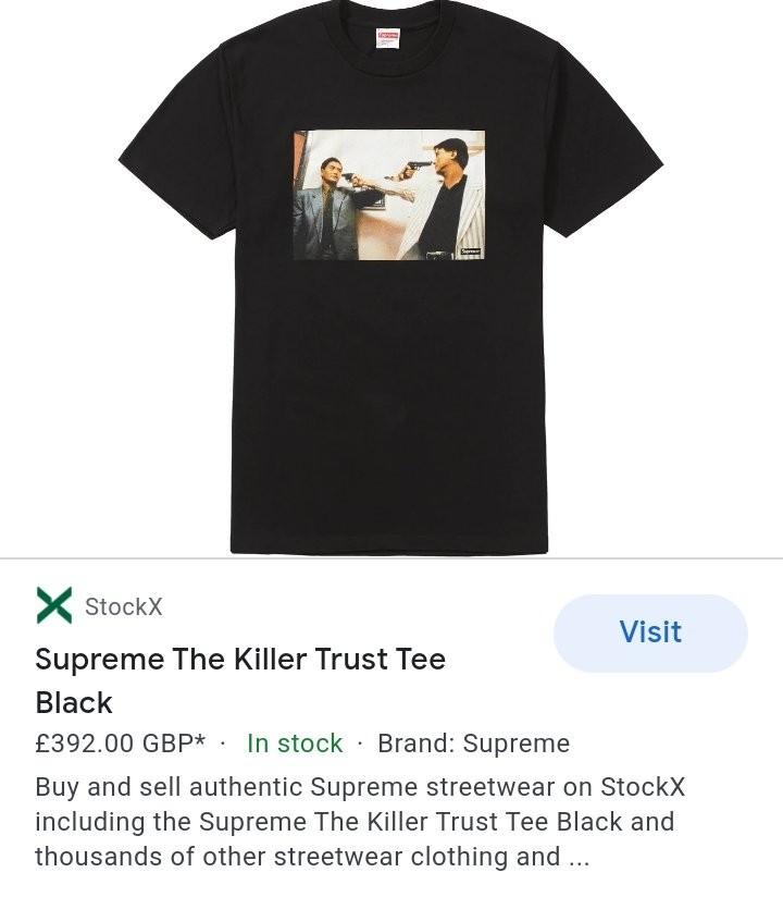 Supreme the Killer trust tee black, Men's Fashion, Tops & Sets