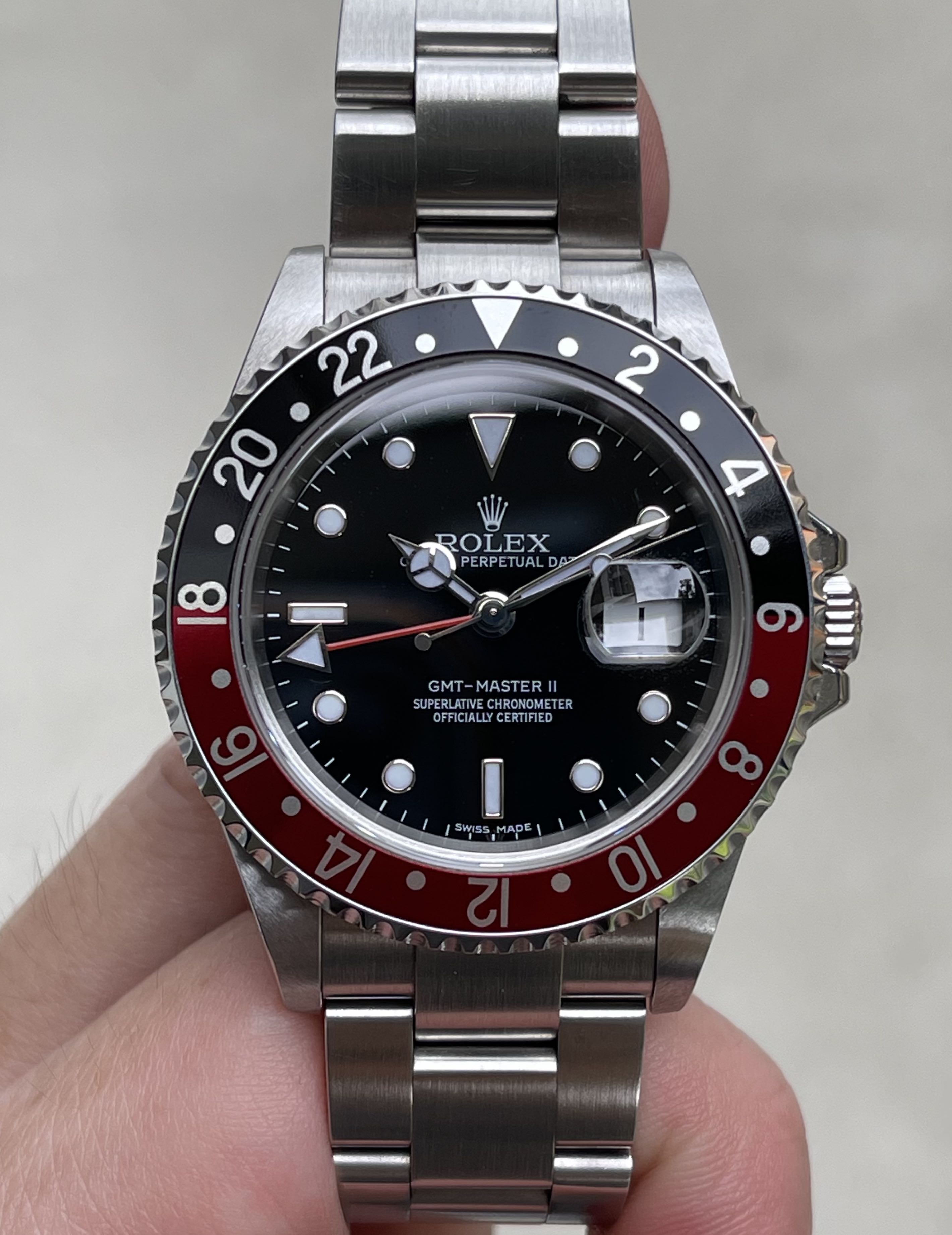 Unpolished Stick Dial Rolex GMT master 2 Coke 16710 Luxury