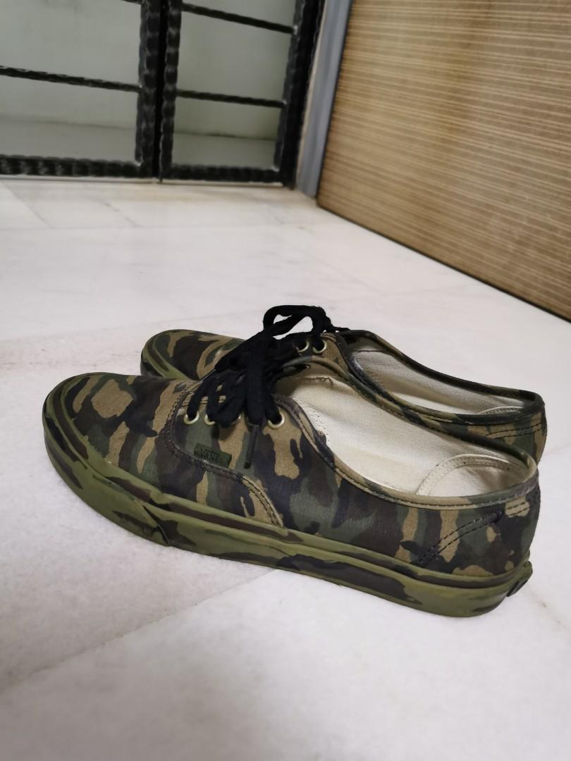 Vans authentic mono olive camo skate shoes hotsell