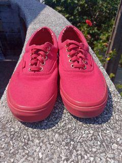 all red vans with gold eyelets
