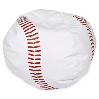 White Baseball Bean Bag Chair Faux Leather