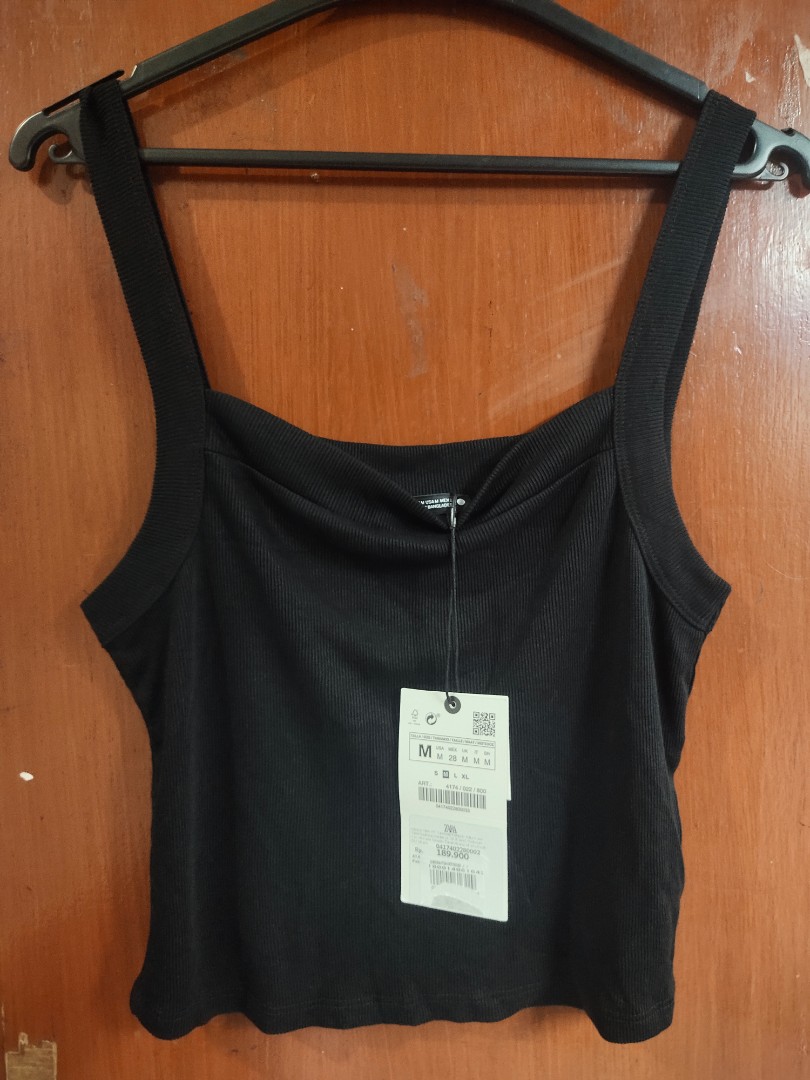 Zara tanktop cropped basic, Fesyen 