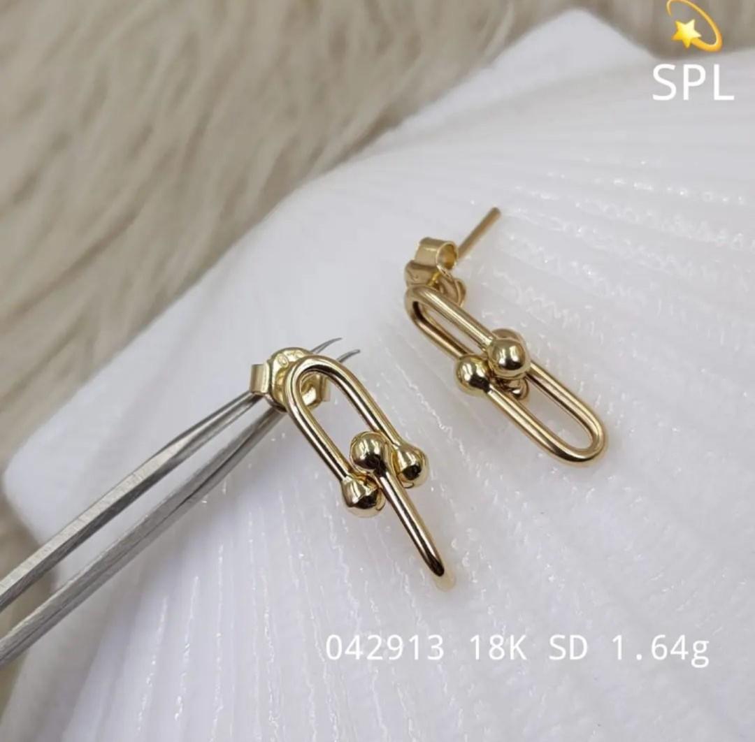 18k sd gold paperclip earrings ?, Women
