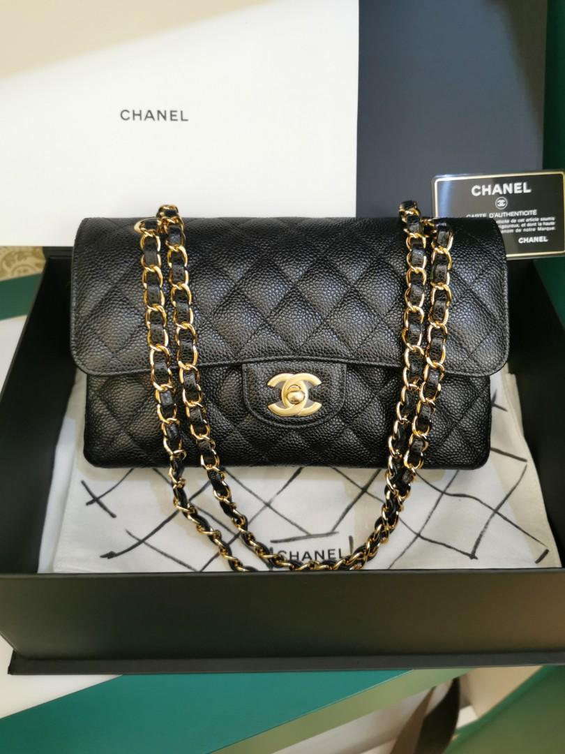Chanel Classic Black Caviar Double Flap Small Handbag – The