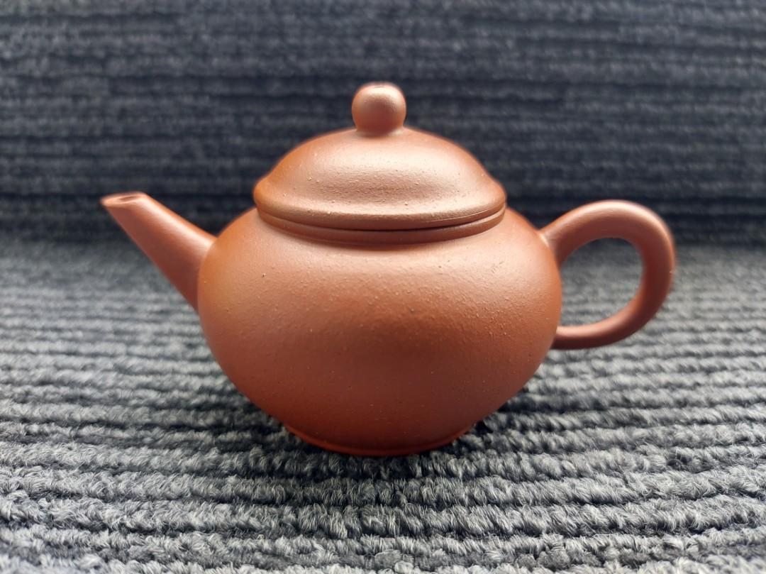 聽壺】中國宜興○紫砂壺○早期60年代時期○紅泥壺○4杯○【庭記