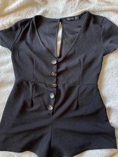 Black Button Playsuit