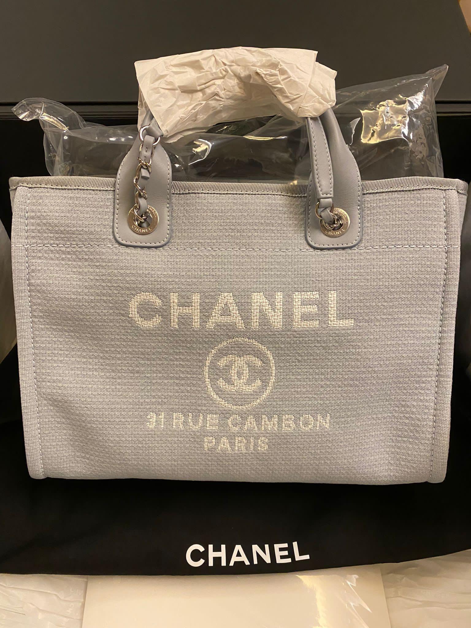 Chanel Raffia Deauville With Gold Chain Logo 30cm 2020