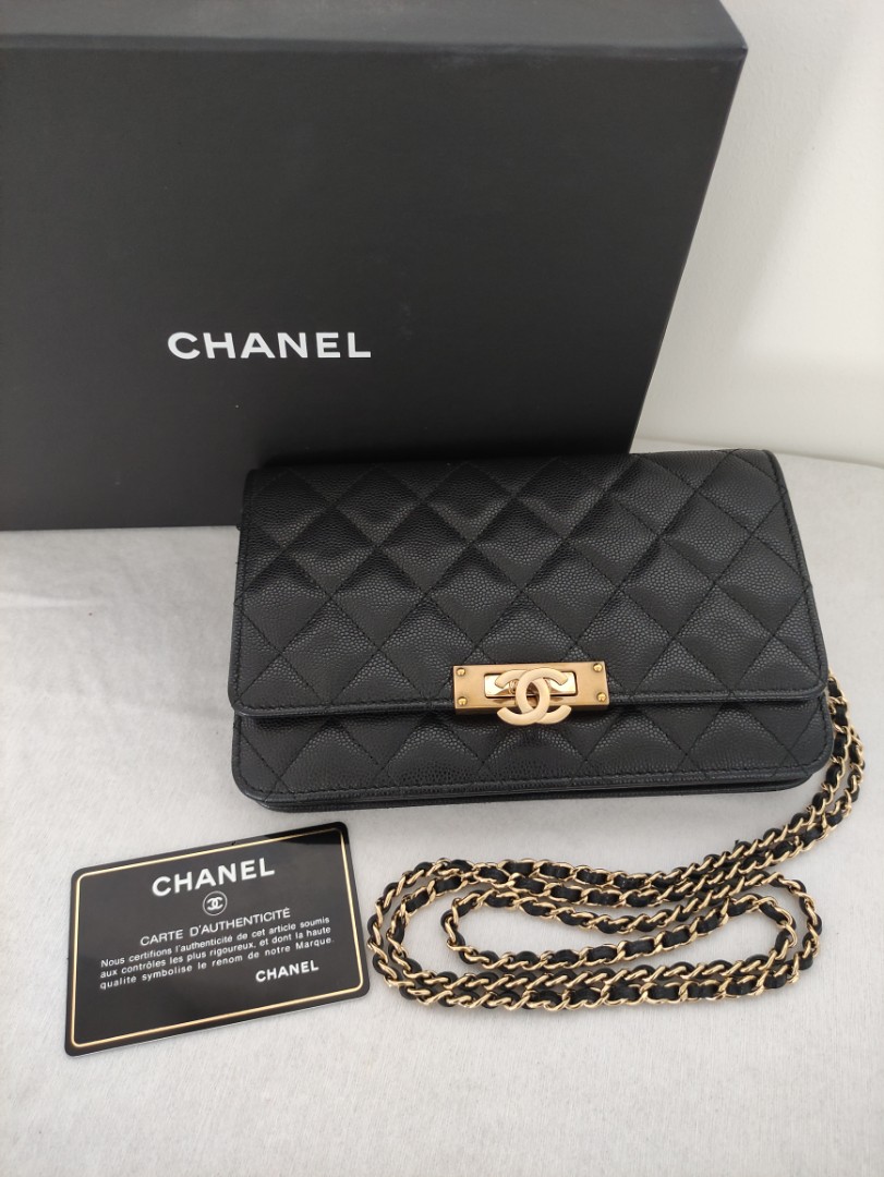 Chanel wallet on chain black caviar GHW