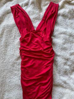 Dollygirl Fashion Red Mini Ruched Dress