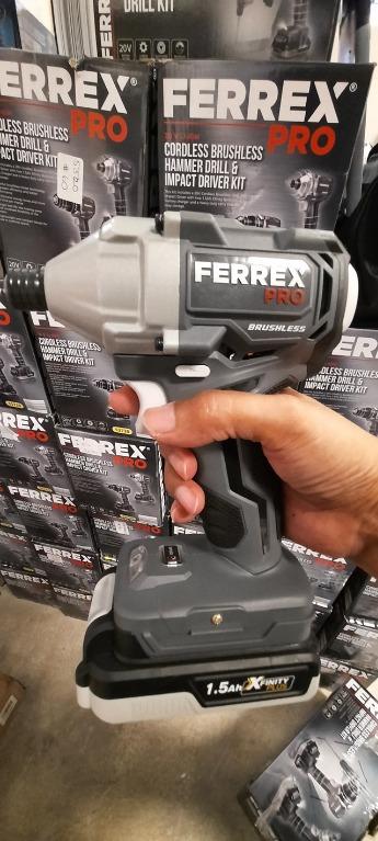 Ferrex Pro Cordless Brushless Hammer Drill and Impact Driver Kit 20V