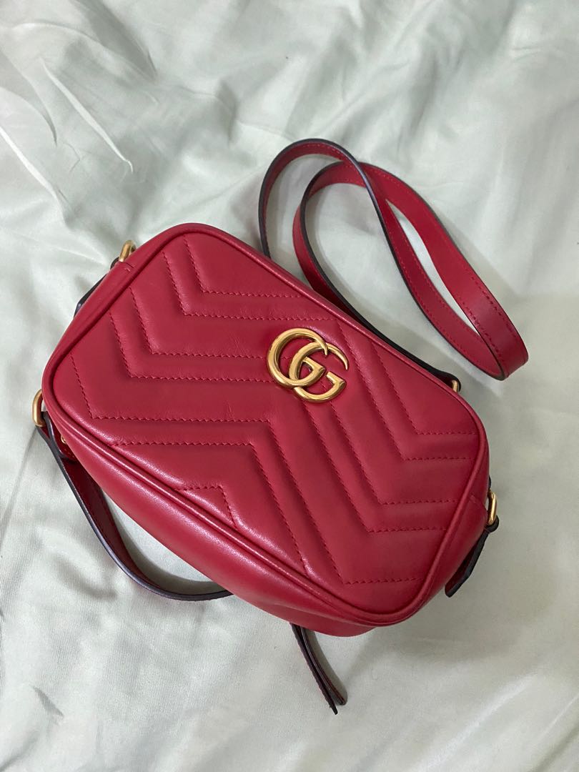 Gg marmont matelassé mini bag red hotsell