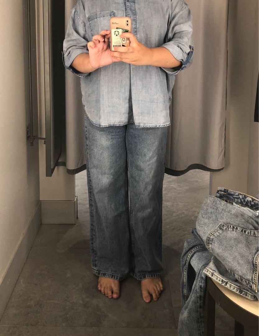 H\u0026M Wide Jeans, Blue Jeans, Fesyen 