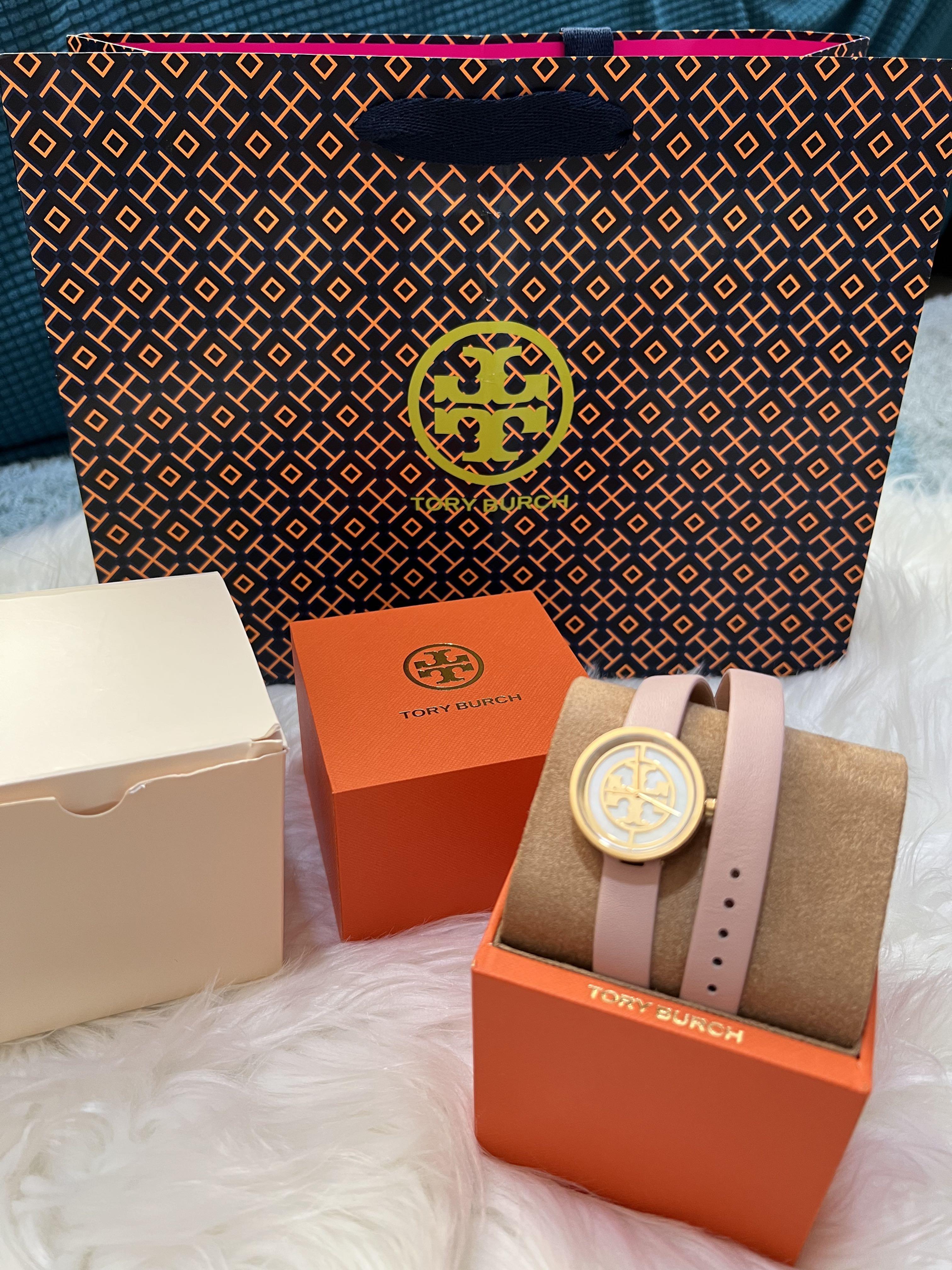 INSTOCK Tory Burch Reva Double Wrap Leather Strap Watch Pink Women s Fashion Watches Accessories Watches on Carousell