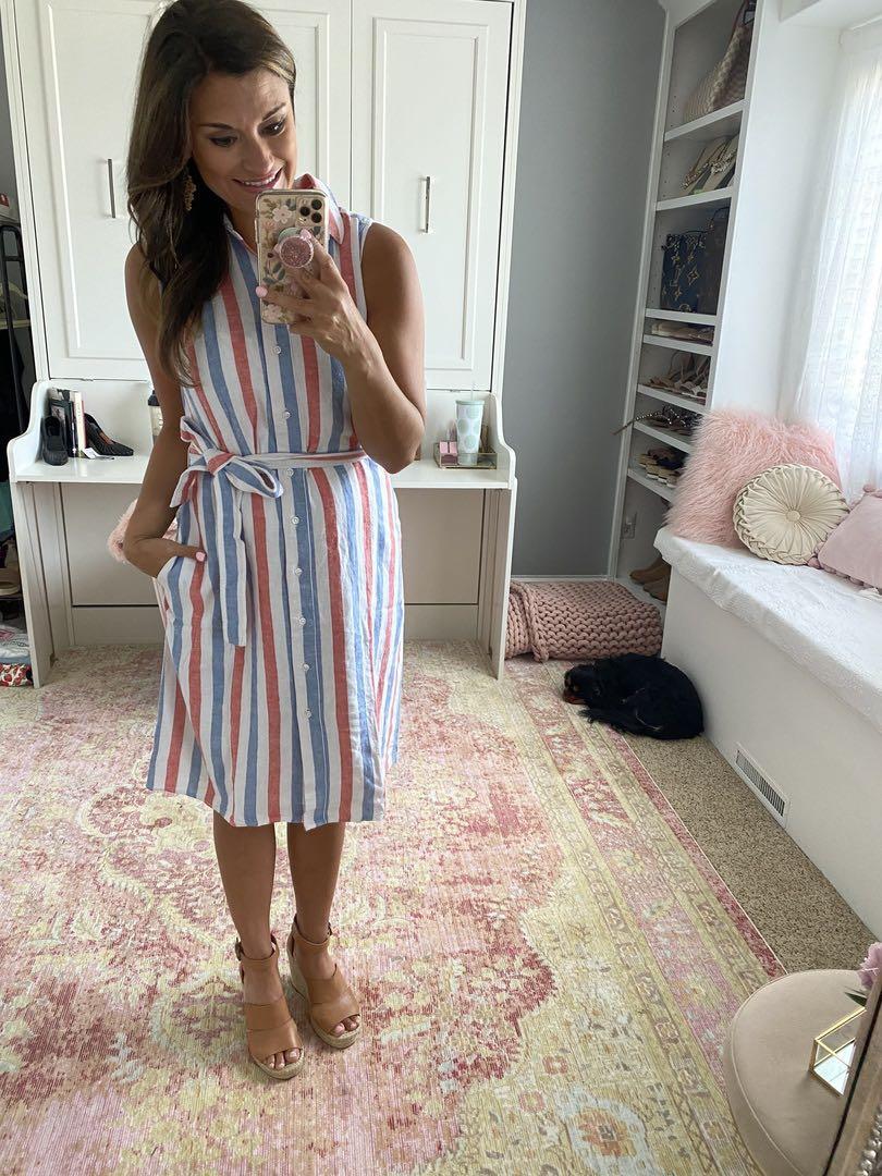 Old navy striped linen dress new arrivals
