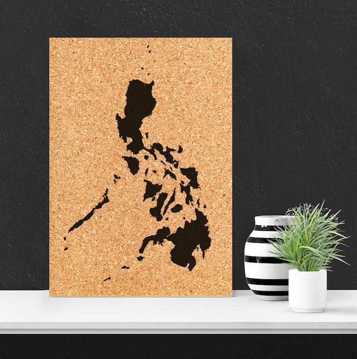 Philippines Cork Map Pin Board Wall Art (Handmade), Hobbies & Toys