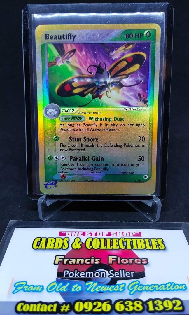 Pokemon Card - BEAUTIFLY #2 - REVERSE FOIL (EX RUBY & SAPPHIRE) YEAR 2003 (Category: Raw Singles) located in Quezon City. Submitted by 710francis (Listing ID 1159033048, Image 1). Description: *1,688 Pesos *EX RUBY & SAPPHIRE / YEAR 2003 *BEAUTIFLY #2 - REVERSE FOIL *JUST MESSAGE FOR MORE INQUIRIES....