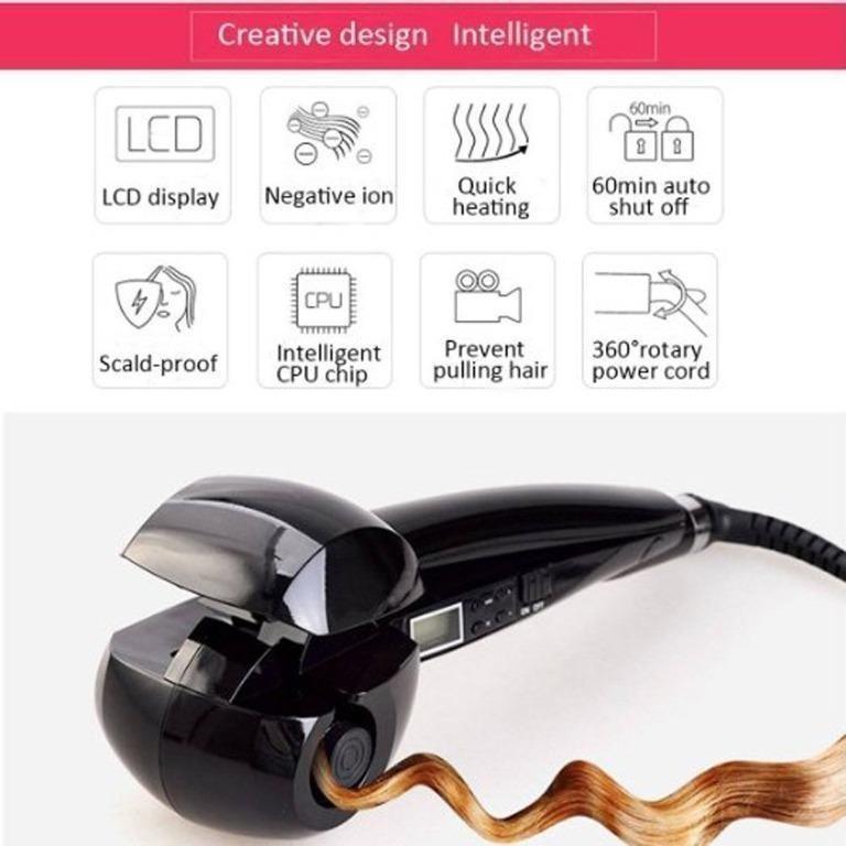 Professional Hair Curler Automatic Curling Iron Machine with Heat Ready Indicator LCD Display Replaces The Need for Curling Tongs No scald Worry No