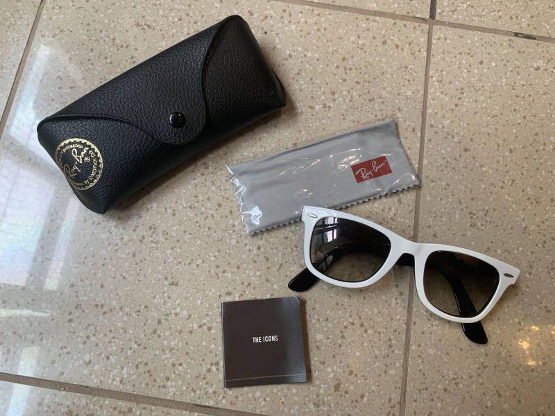 Ray-ban Wayfarer Sunglasses (Category: Sunglasses & Eyewear) located in Quezon City. Submitted by at883 (Listing ID 1158900621, Image 1). Description: Ray-ban original wayfarer classics are the most recognizable style in the history of sunglasses. Included accessories: Case • cleaning cloth • frame description Frame description • Shape: square • Frame color: white • Material: acetate Lens information • Class: 3 • Color: brown • Treatment: solid c