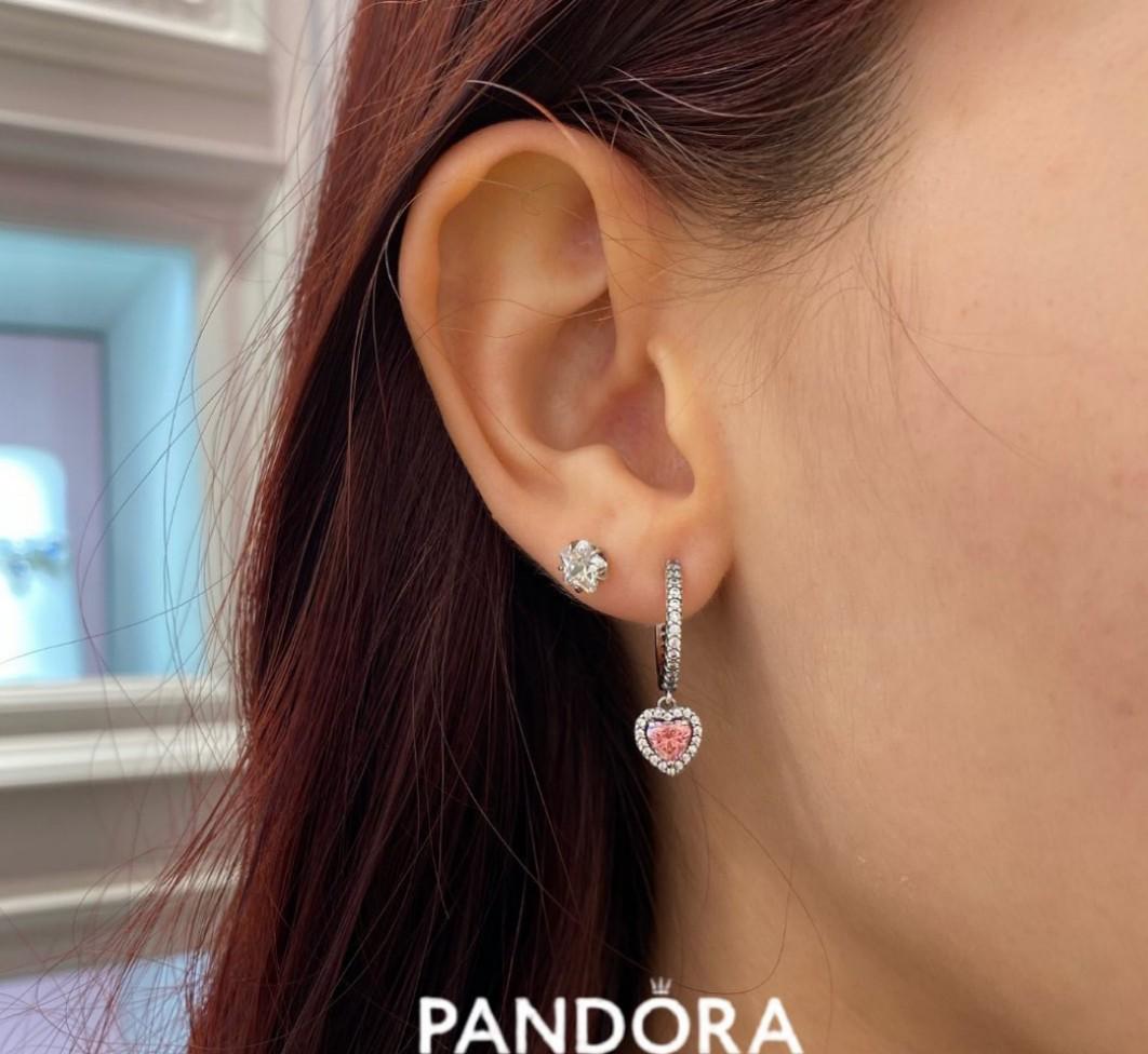 Pandora earrings heart hoops discount