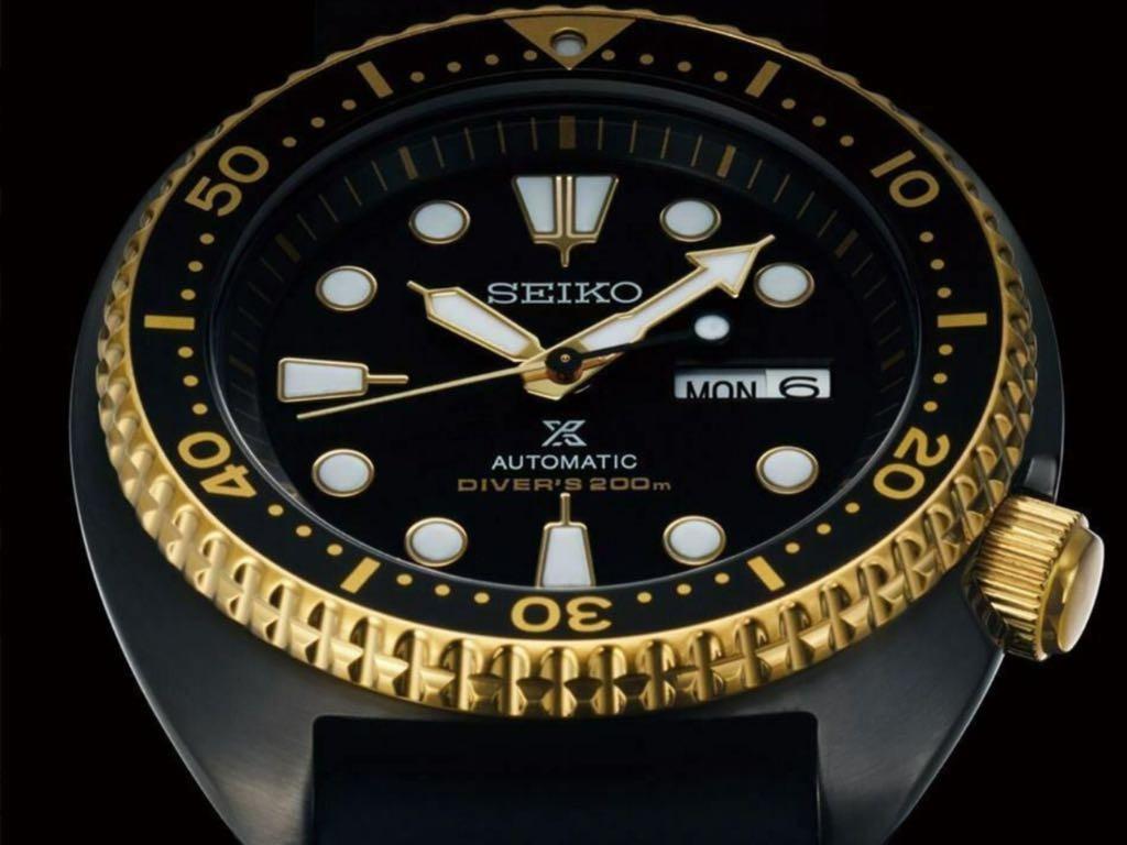 Seiko Prospex Black Gold Turtle Automatic Watch SRPD46 SRPD46K1 (Category: Luxury Watches) located in San Juan City. Submitted by wilderness.voice (Listing ID 1158869112, Image 2). Description: Caliber Number: 4R36 Movement Type: Automatic with manual winding Duration: Approx. 41 hours Case Material: Stainless steel (hard coating) Crystal: Hardlex LumiBrite: LumiBrite on hands and index(es) Band Material: Silicone Water Resistance: 200m / 660ft d