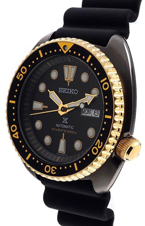Seiko Prospex Black Gold Turtle Automatic Watch SRPD46 SRPD46K1 (Category: Luxury Watches) located in San Juan City. Submitted by wilderness.voice (Listing ID 1158869112, Image 3). Description: Caliber Number: 4R36 Movement Type: Automatic with manual winding Duration: Approx. 41 hours Case Material: Stainless steel (hard coating) Crystal: Hardlex LumiBrite: LumiBrite on hands and index(es) Band Material: Silicone Water Resistance: 200m / 660ft d